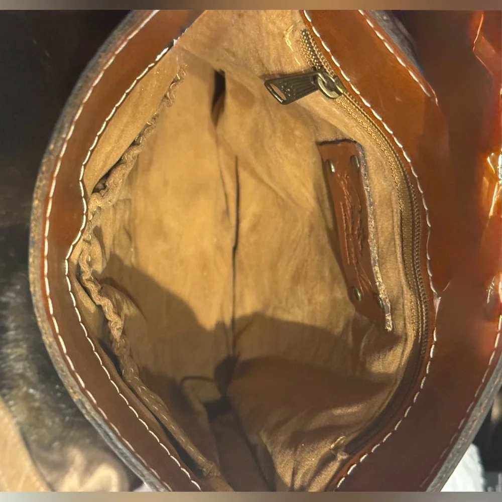 Patricia Nash Venezia Tan Leather Pouch Slim Crossbody Bag.